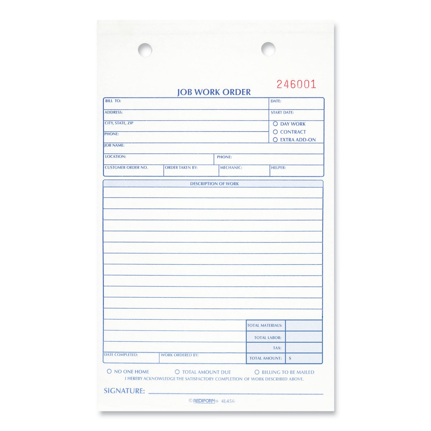 50 Sheet(s) - 2 Part - Carbonless Copy - 5.50" x 8.50" Sheet Size - Assorted Sheet(s) - Blue, Red Print Color - 1 Each
