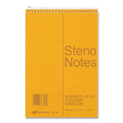 80 Sheets - Wire Bound - Gregg Ruled Margin - 16 lb Basis Weight - 6" x 9" Sheet Size - Green Paper - Brown Board Cover - Hard Cover, Rigid - 1 Each
