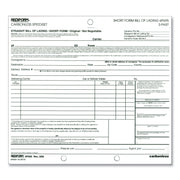 Speediset Bill of Lading, Short Form, Three-Part Carbonless, 7 x 8.5, 50 Forms Total
