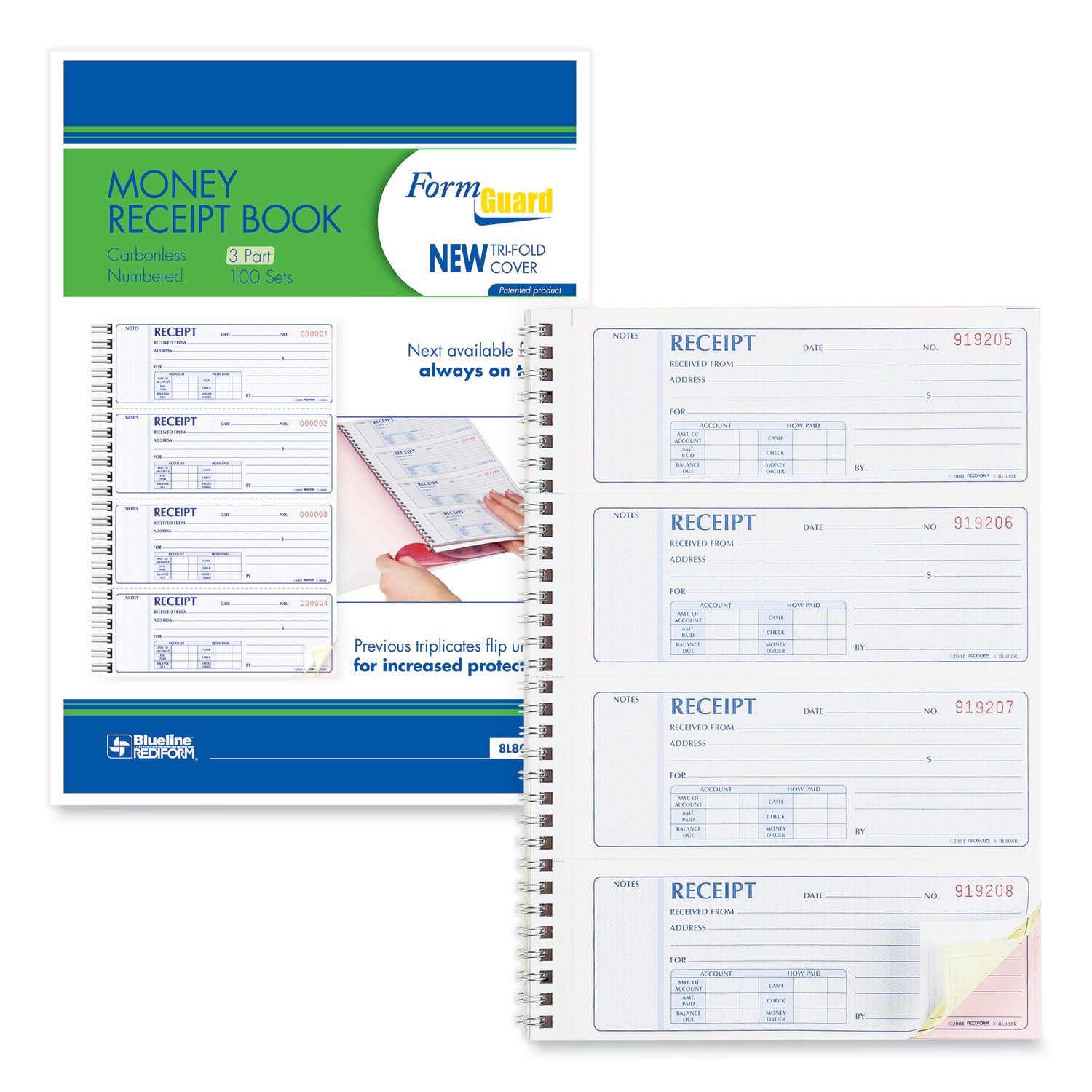 100 Sheet(s) - Wire Bound - 3 Part - Carbonless Copy - 7.62" x 8.50" Sheet Size - 1 Each
