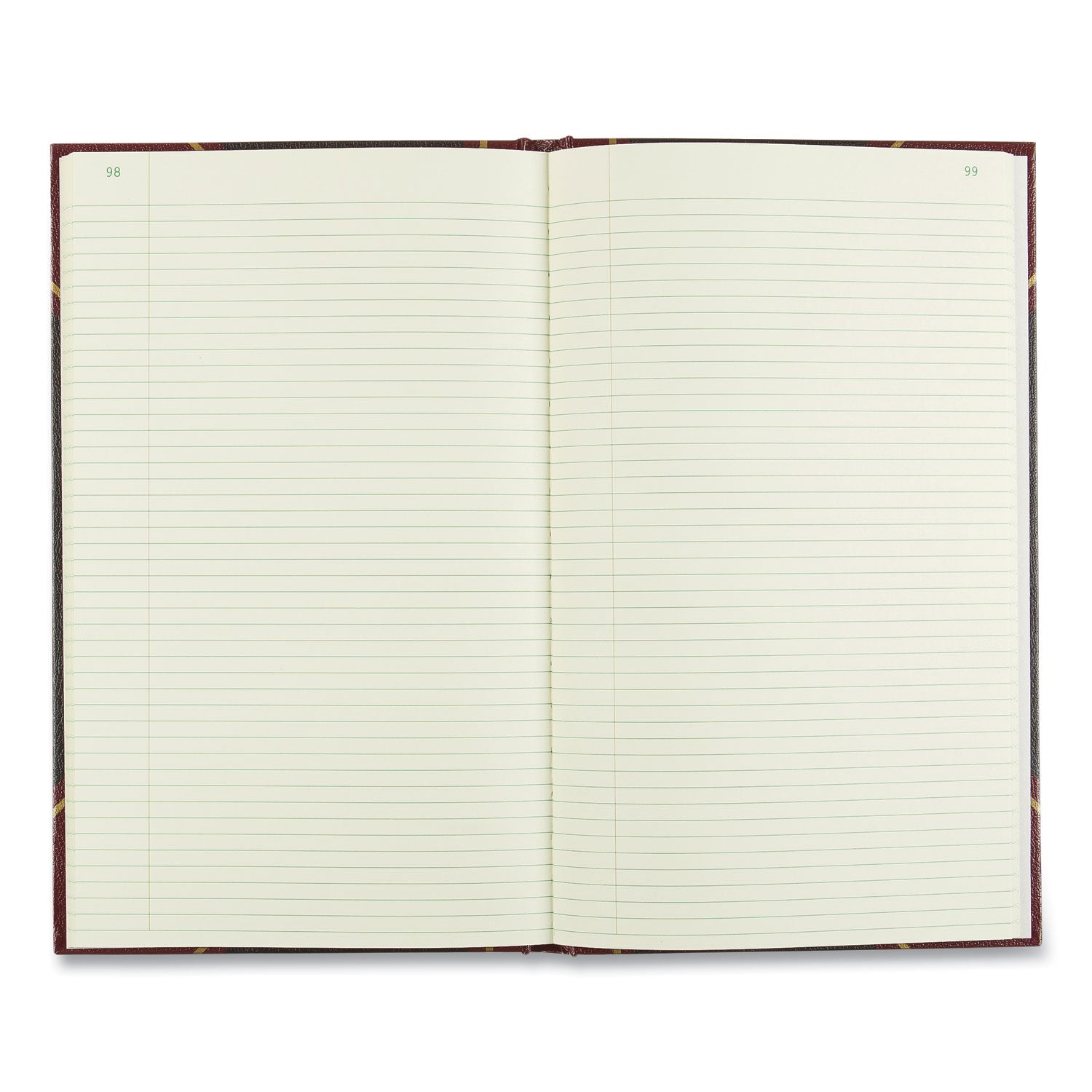 Rediform Texhide Cover Record Books with Margin - 500 Sheet(s) - Thread Sewn - 8.75" x 14.25" Sheet Size - Black - Green Sheet(s) - Black Cover - Recycled - 1 Each