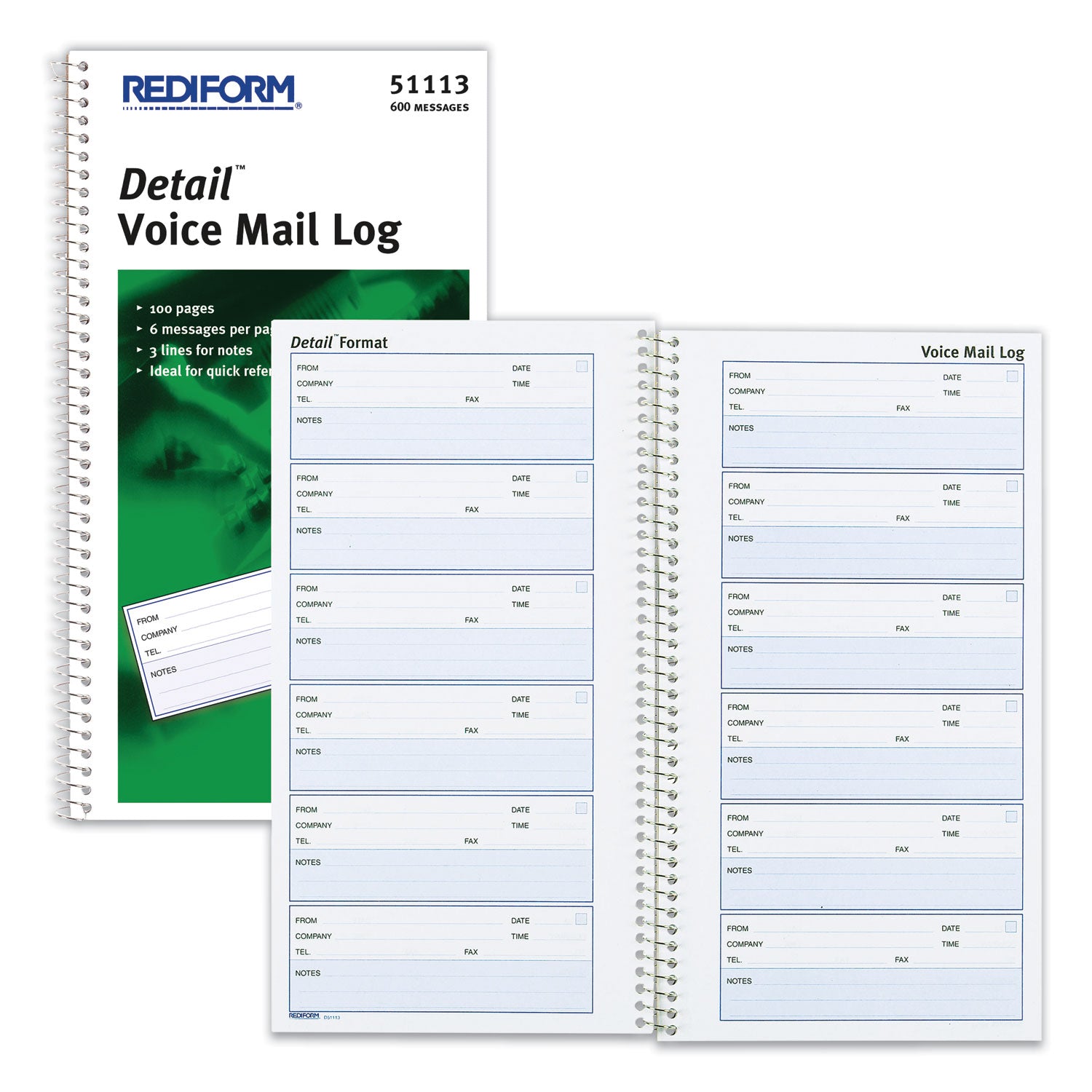600 Sheet(s) - Wire Bound - 1 Part - 5.62" x 10.62" Sheet Size - White - White Sheet(s) - Blue Print Color - White Cover - Recycled - 1 Each