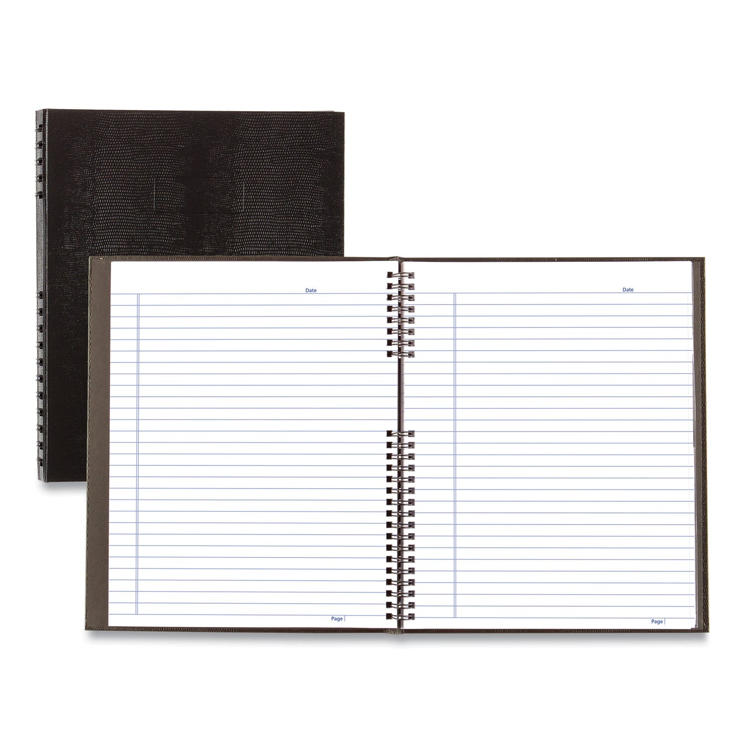 Rediform NotePro Twin-Wire Composition Notebook, Letter Size, 150 Sheets, 8.5" x 11", White Paper, Black Lizard Hard Cover, Micro Perforated, Self-Adhesive Tabs, Pocket, Index Sheet, 1 Each