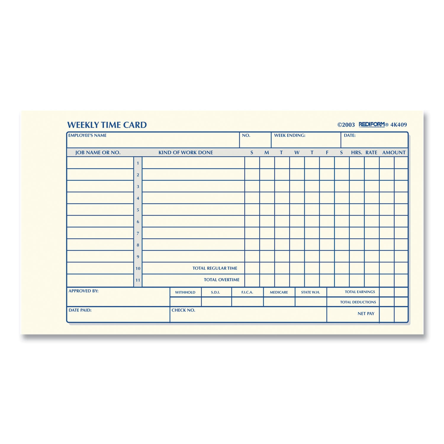 100 Sheet(s) - 1 Part - 7" x 4.25" Sheet Size - White - Manila Sheet(s) - 1 Pad