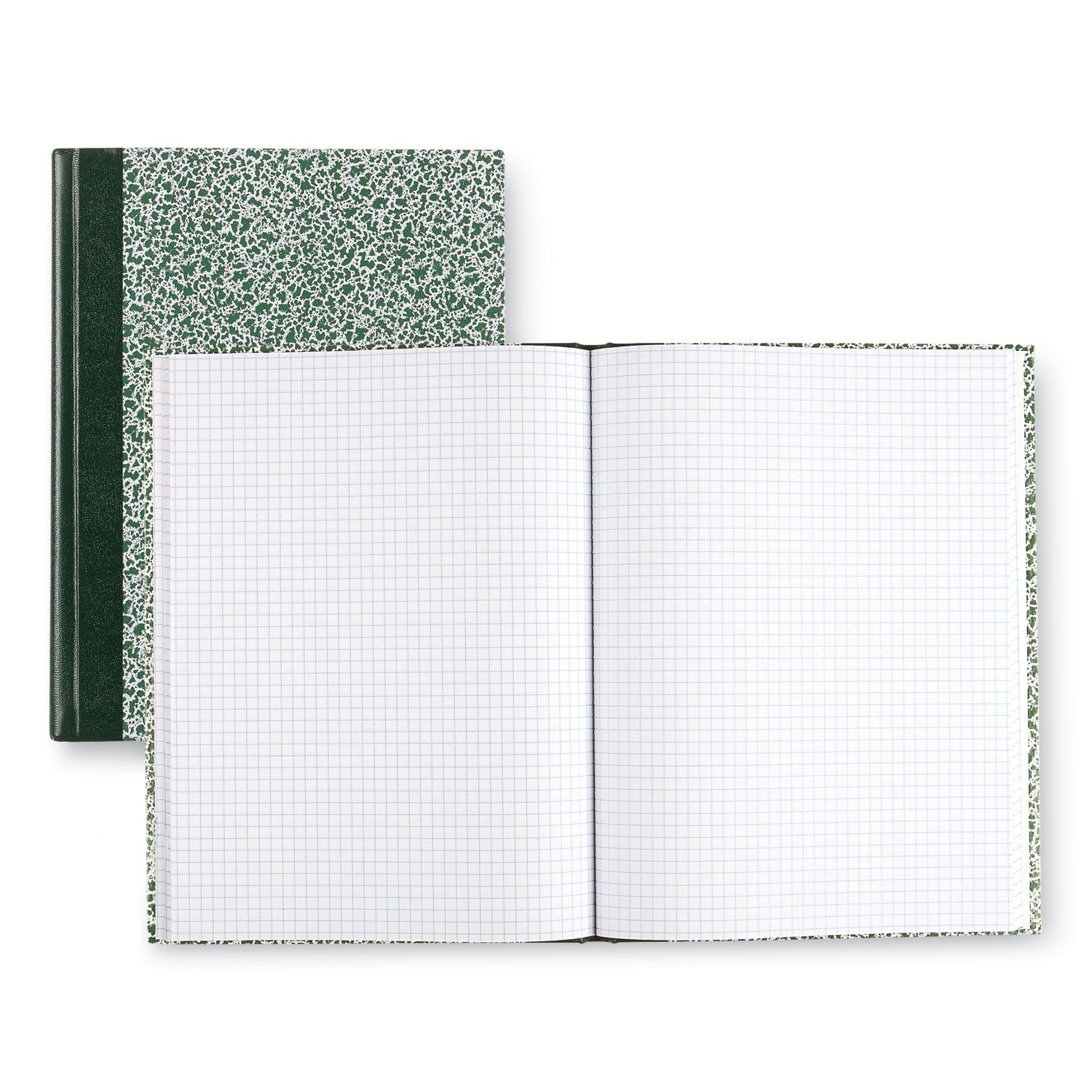 96 Sheets - Sewn - 7 1/8" x 10 1/8" Sheet Size - White Paper - Green Marble Cover - Recycled - 1 Each