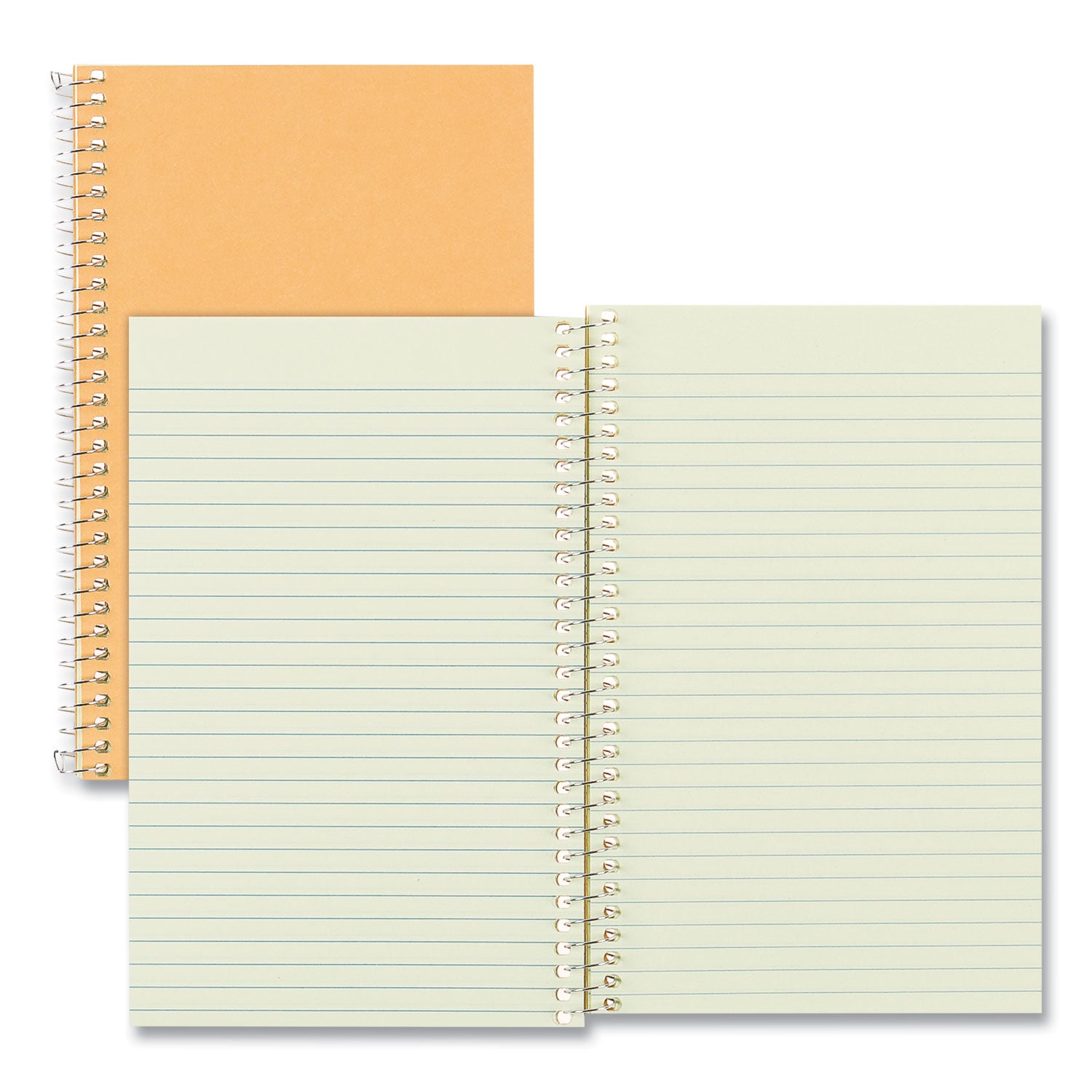 Rediform Brown Board 1-Subject Notebooks - 80 Sheets - Coilock - Red Margin - 16 lb Basis Weight - 5" x 7 3/4" Sheet Size - Green Paper - Brown Board Cover - Micro Perforated, Subject, Punched - 1 Each