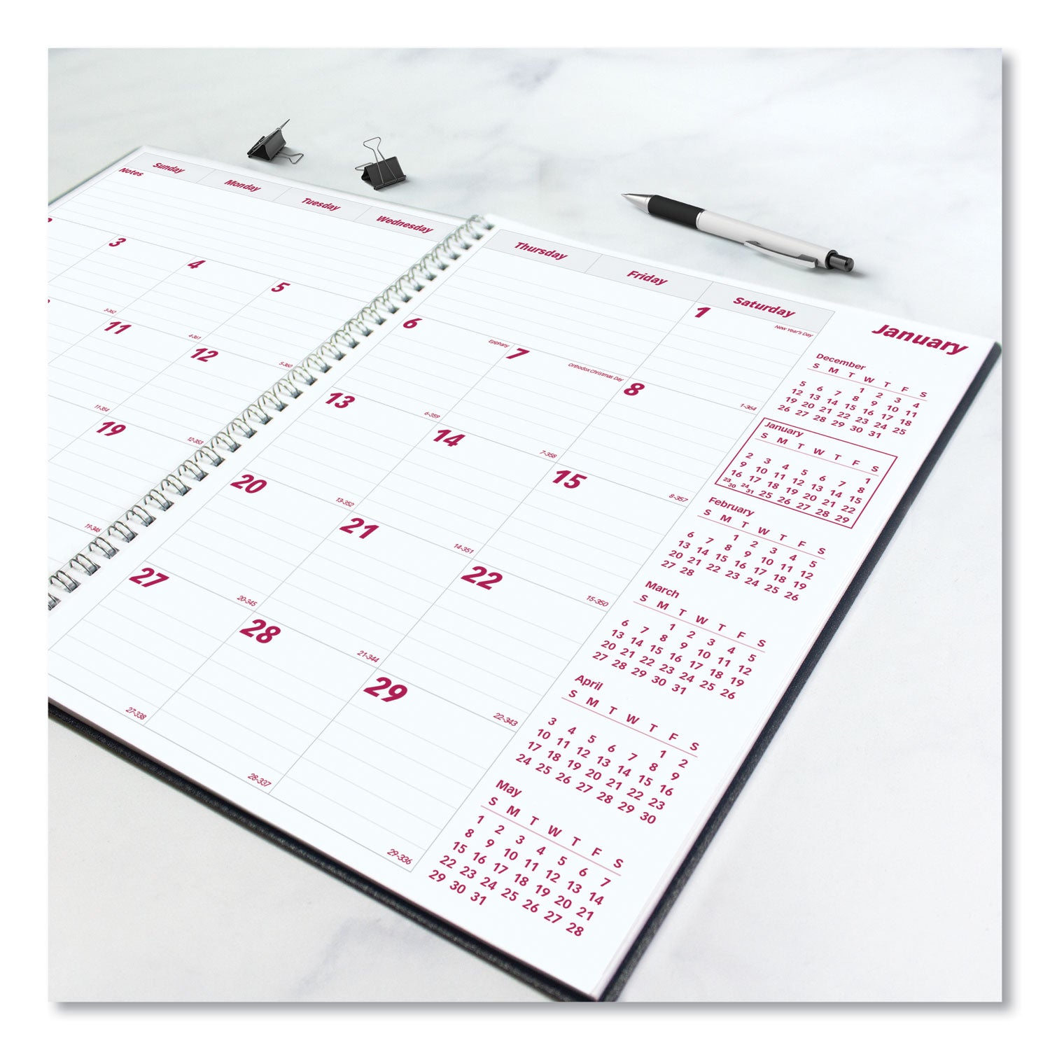 Brownline Duraflex Monthly Planner, 14-Month, December 2025–January 2027, 11" x 8.5", Twin Wire, Black Poly Cover, Heavy Duty, Notepad, Reference & Address Directory, 1 Each