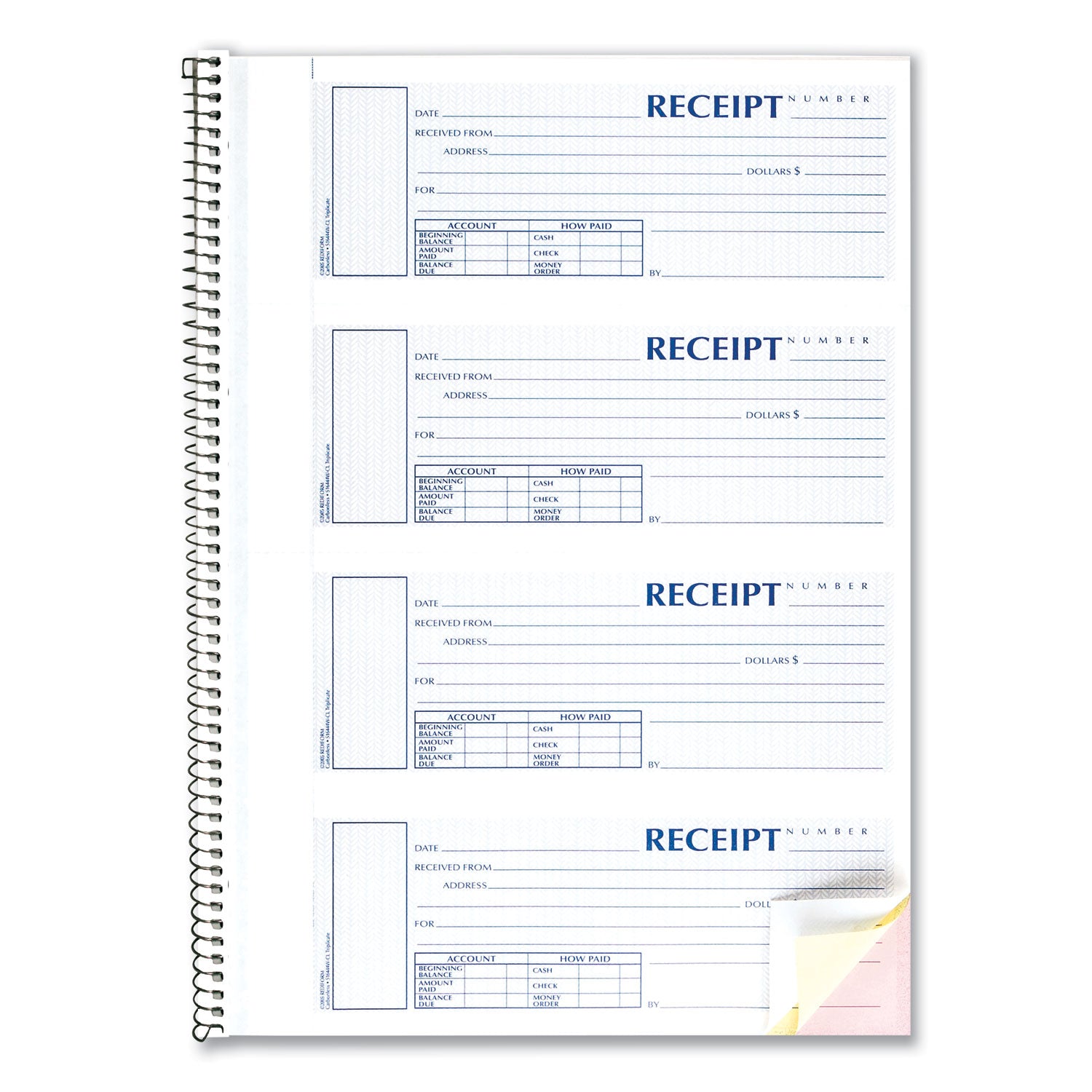 Wire Bound - 3 Part - Carbonless Copy - 2.75" x 7" Form Size - Pink, White - 1 Each