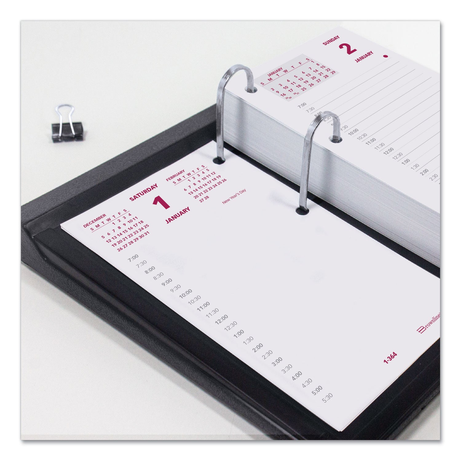Daily - 12 Month - January 2026 to December 2026 - 7:00 AM to 6:30 PM - Half-hourly - 1 Day Double Page Layout - 6" x 3 1/2" Sheet Size - White - Paper - Reference Calendar, Unruled - 1 Each