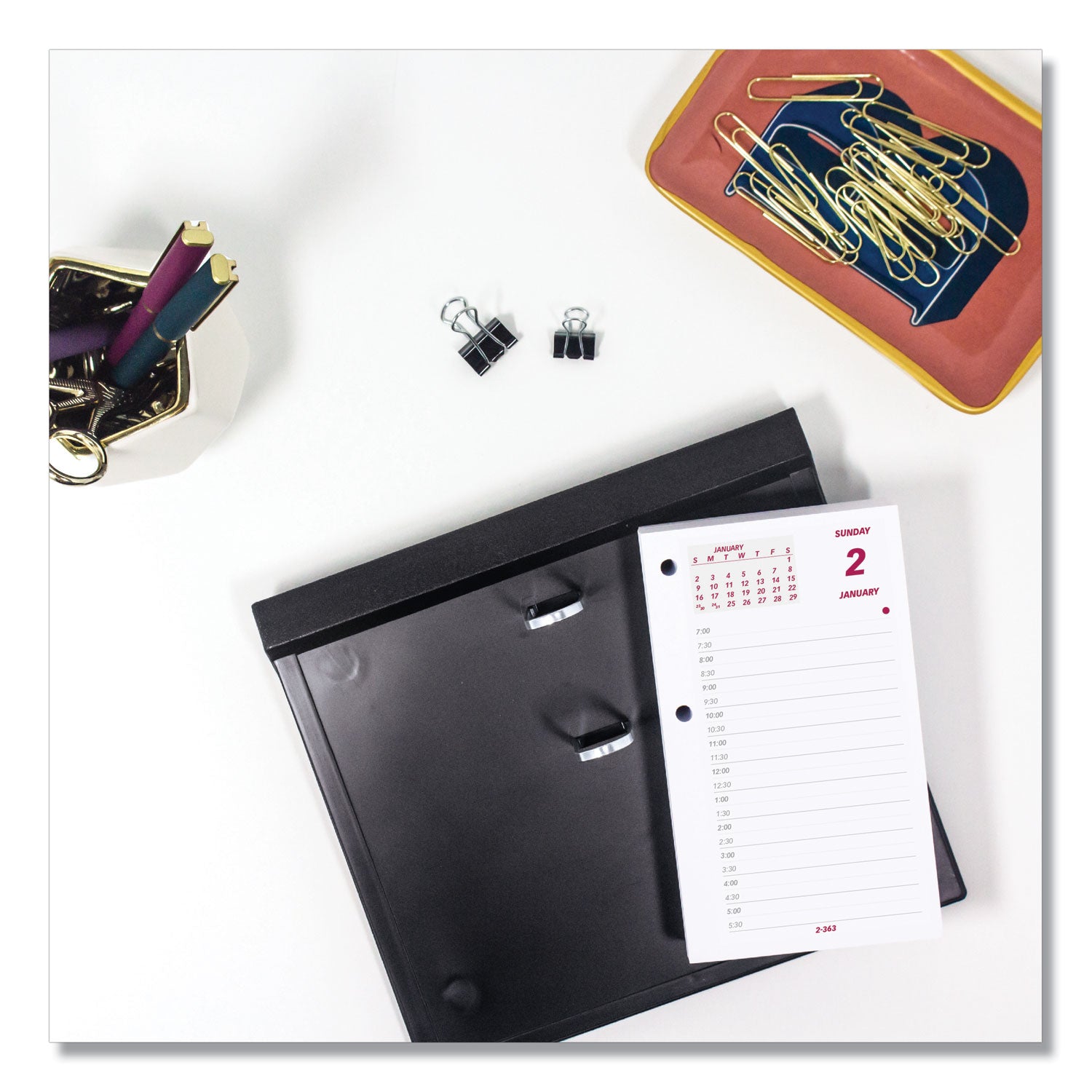 Daily - 12 Month - January 2026 to December 2026 - 7:00 AM to 6:30 PM - Half-hourly - 1 Day Double Page Layout - 6" x 3 1/2" Sheet Size - White - Paper - Reference Calendar, Unruled - 1 Each