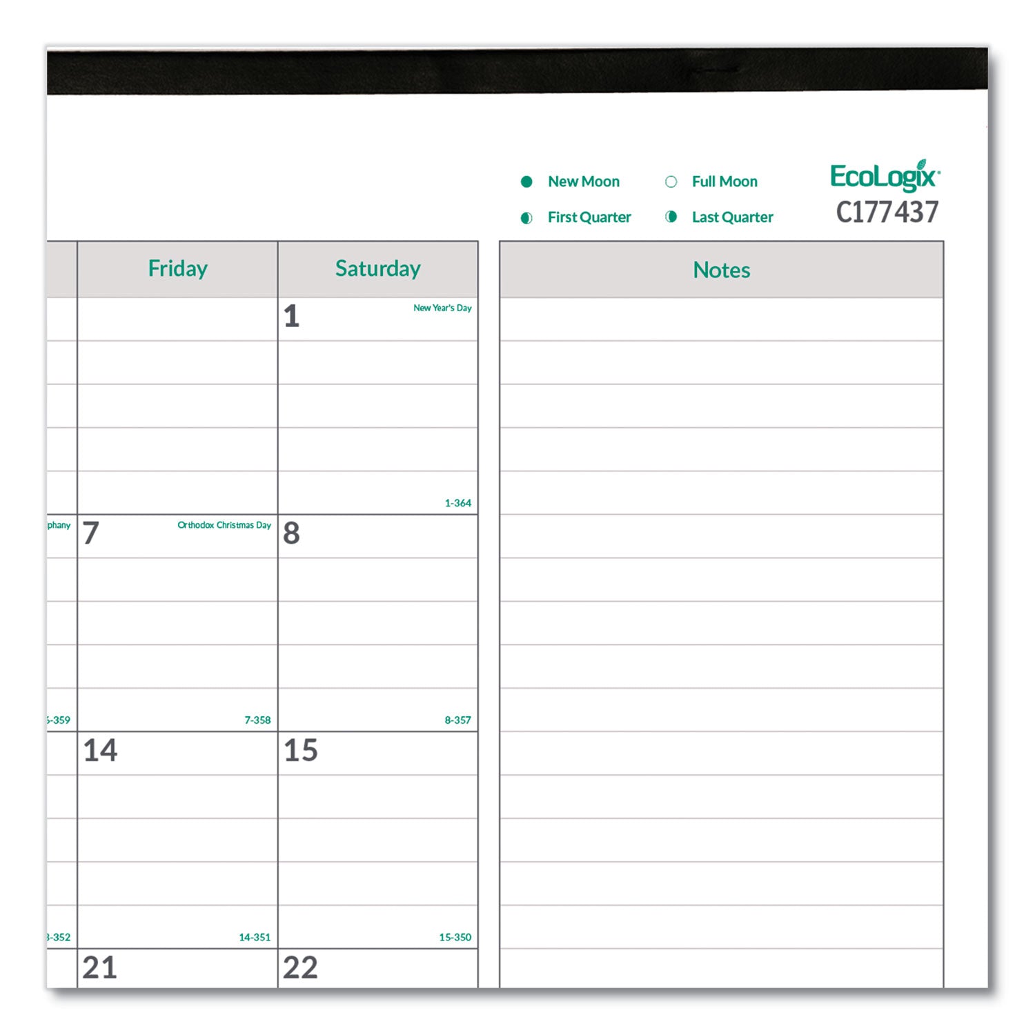Monthly - 12 Month - January 2026 to December 2026 - 1 Month Single Page Layout - 22" x 17" Sheet Size - Desk Pad - Chipboard, Cardboard - Notepad, Reference Calendar - 1 Each