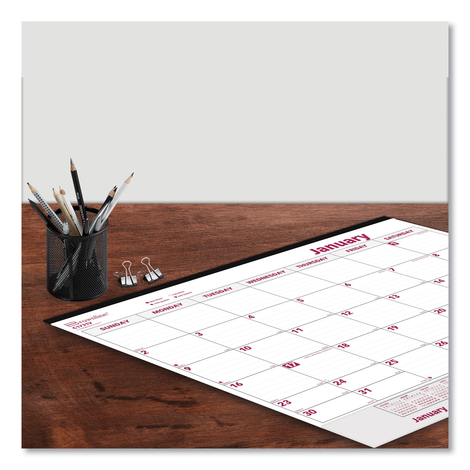 Julian Dates - Monthly - 12 Month - January 2026 to December 2026 - 1 Month Single Page Layout - 22" x 17" Sheet Size - Desk Pad - White - Chipboard - Tear-off, Reinforced, Perforated, Reference Calendar, Hole-punched - 1 Each