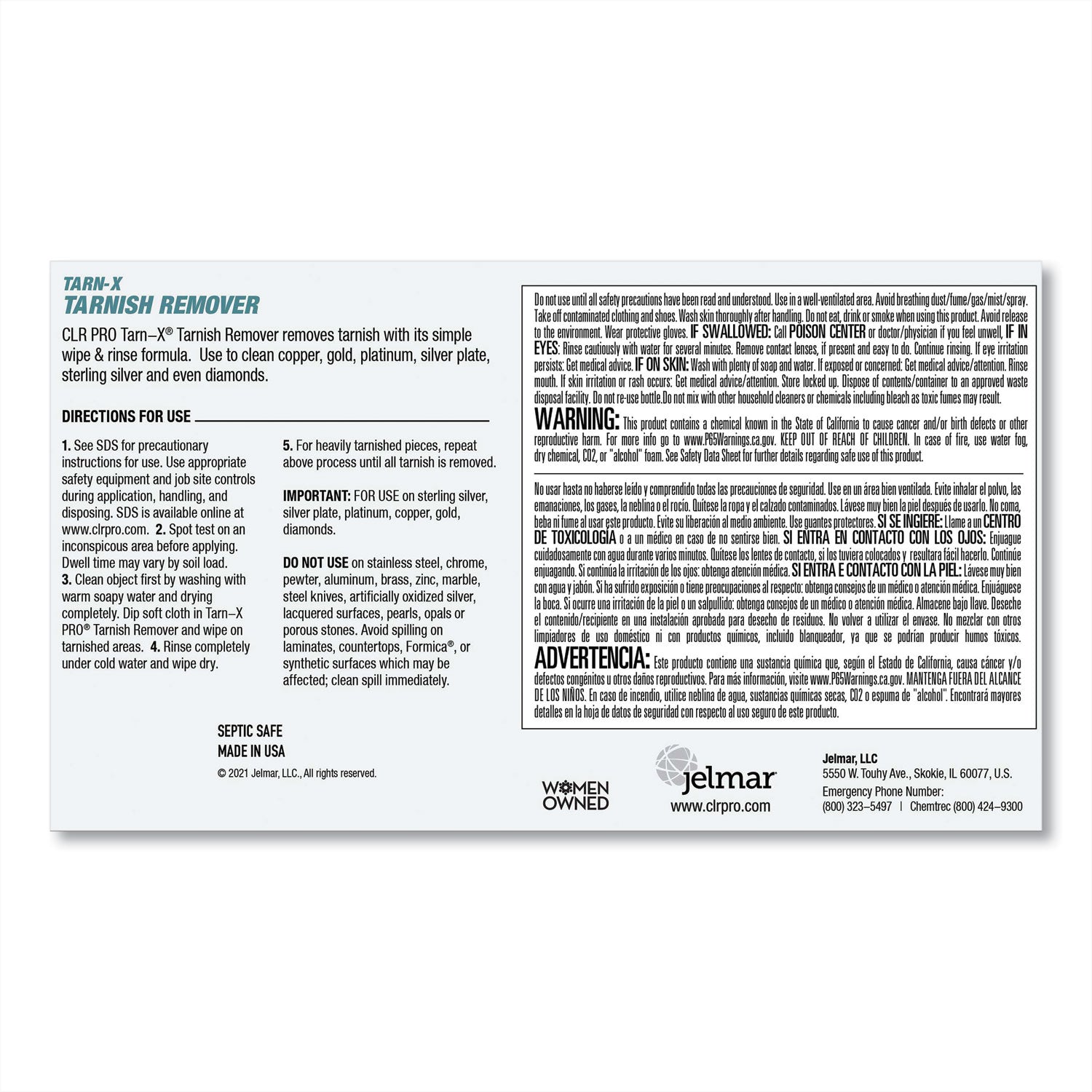 Tarnish Remover, 1 Gal Bottle, 4/Carton