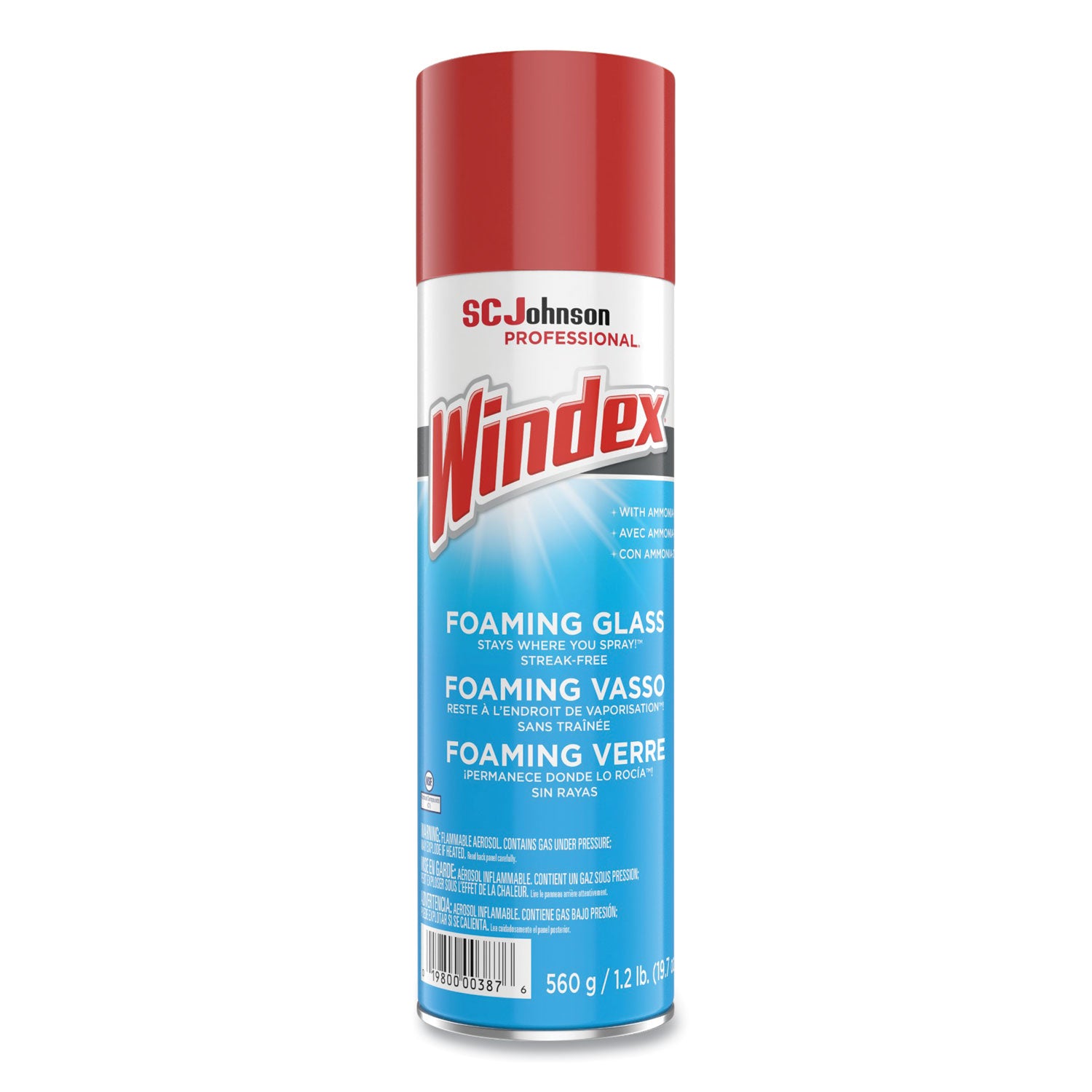 Windex&reg; Foaming Glass Cleaner - For Multipurpose - Aerosol - 19.7 fl oz (0.6 quart) - Recommended For: Dirt Remover, Grime Remover - Streak-free, Versatile, Drip-free - White - 1 Each