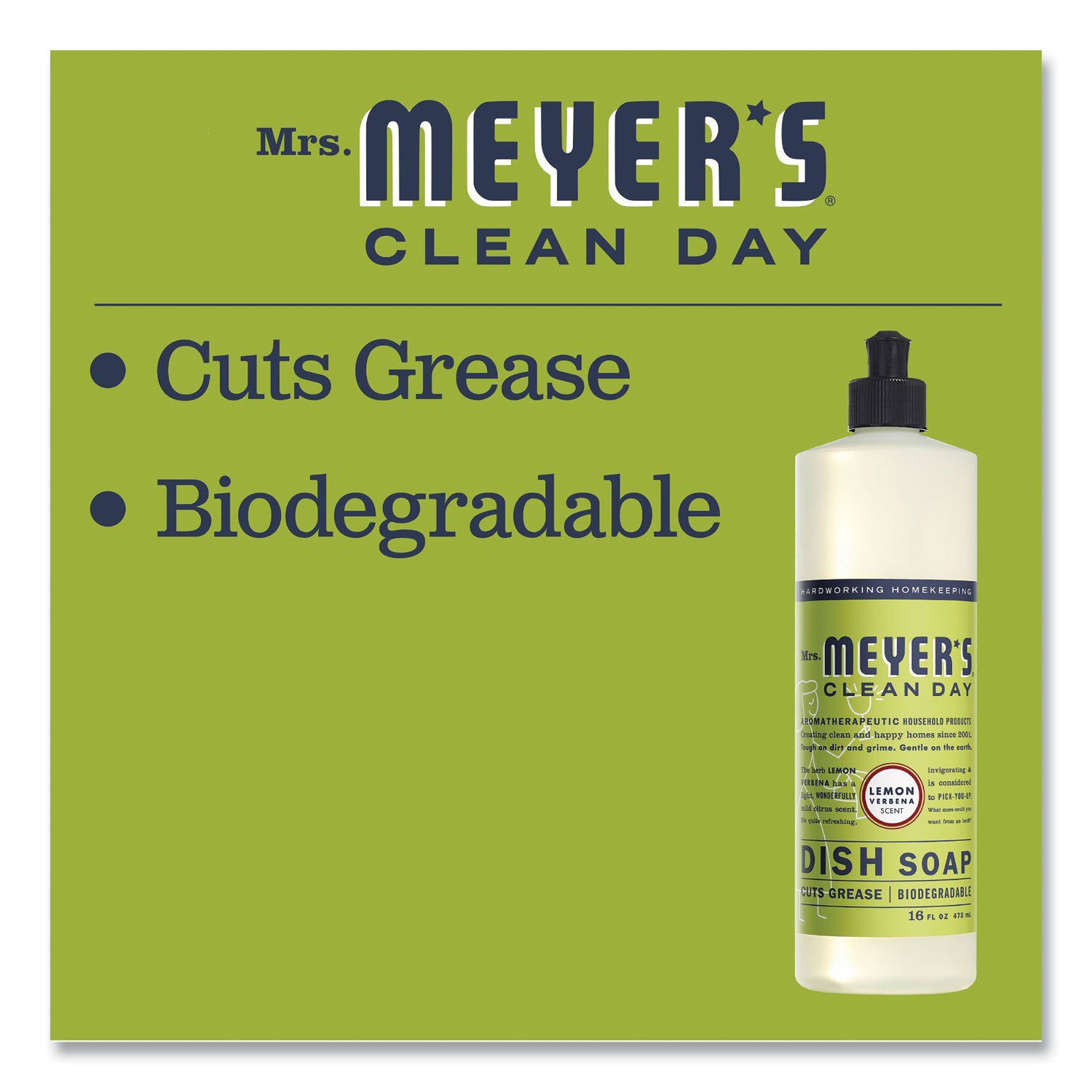 Dish Soap, Lemon Verbena Scent, 16 Oz Bottle
