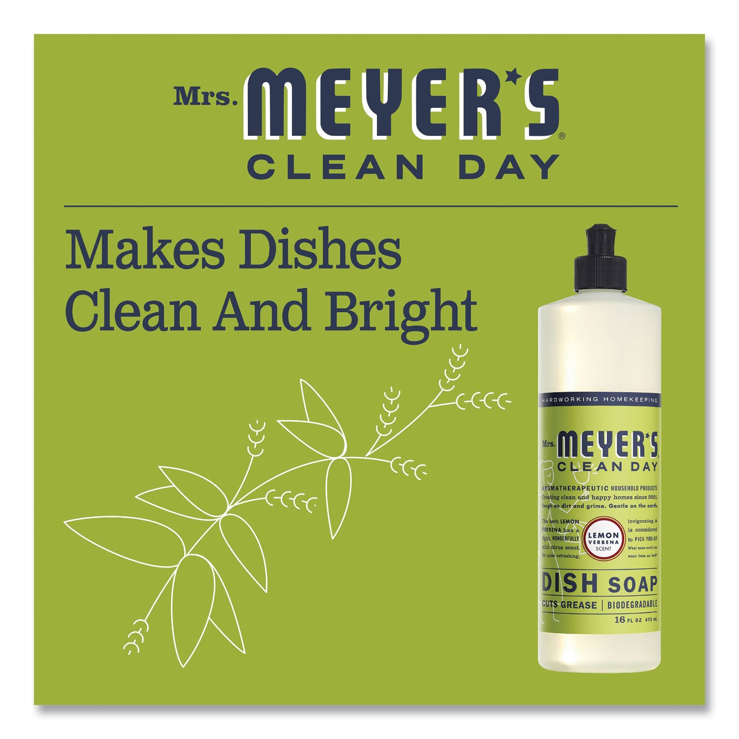 Dish Soap, Lemon Verbena Scent, 16 Oz Bottle