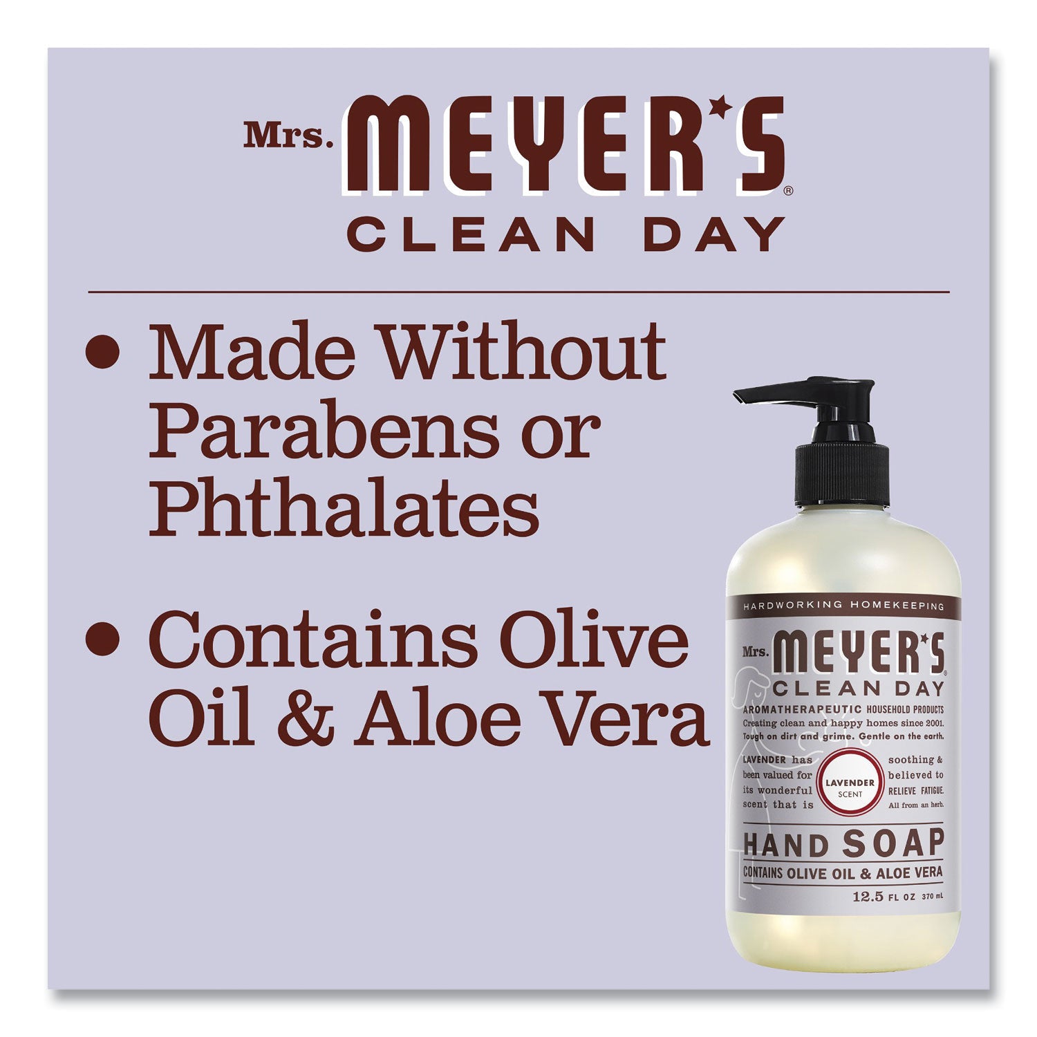 Mrs. Meyer's Hand Soap - Lavender Scent - 12.50 fl oz - Dirt Remover, Grime Remover - Hand - Moisturizing - Multicolor - Non-drying, Paraben-free, Phthalate-free, Cruelty-free - 1 Each