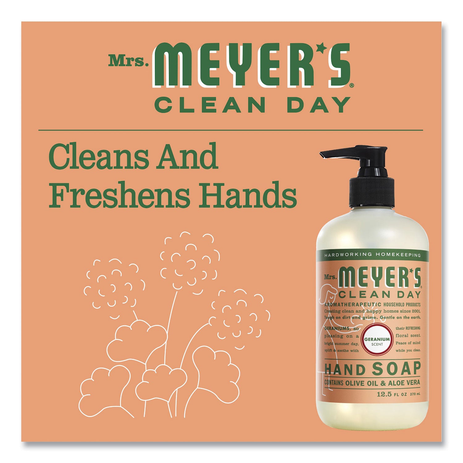 Clean Day Liquid Hand Soap, Geranium Scent, 12.5 Oz, 6/Carton