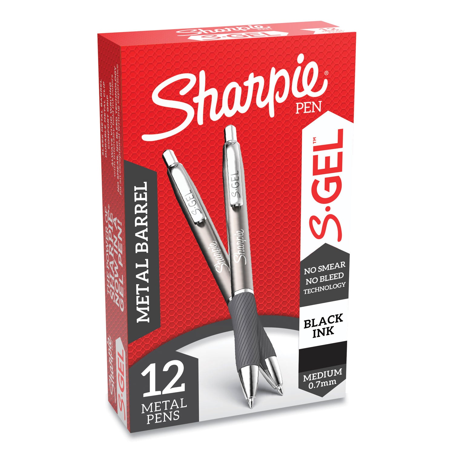 Sharpie S-Gel Pen - 0.7 mm Pen Point - Black Ink - Black Barrel - 12
