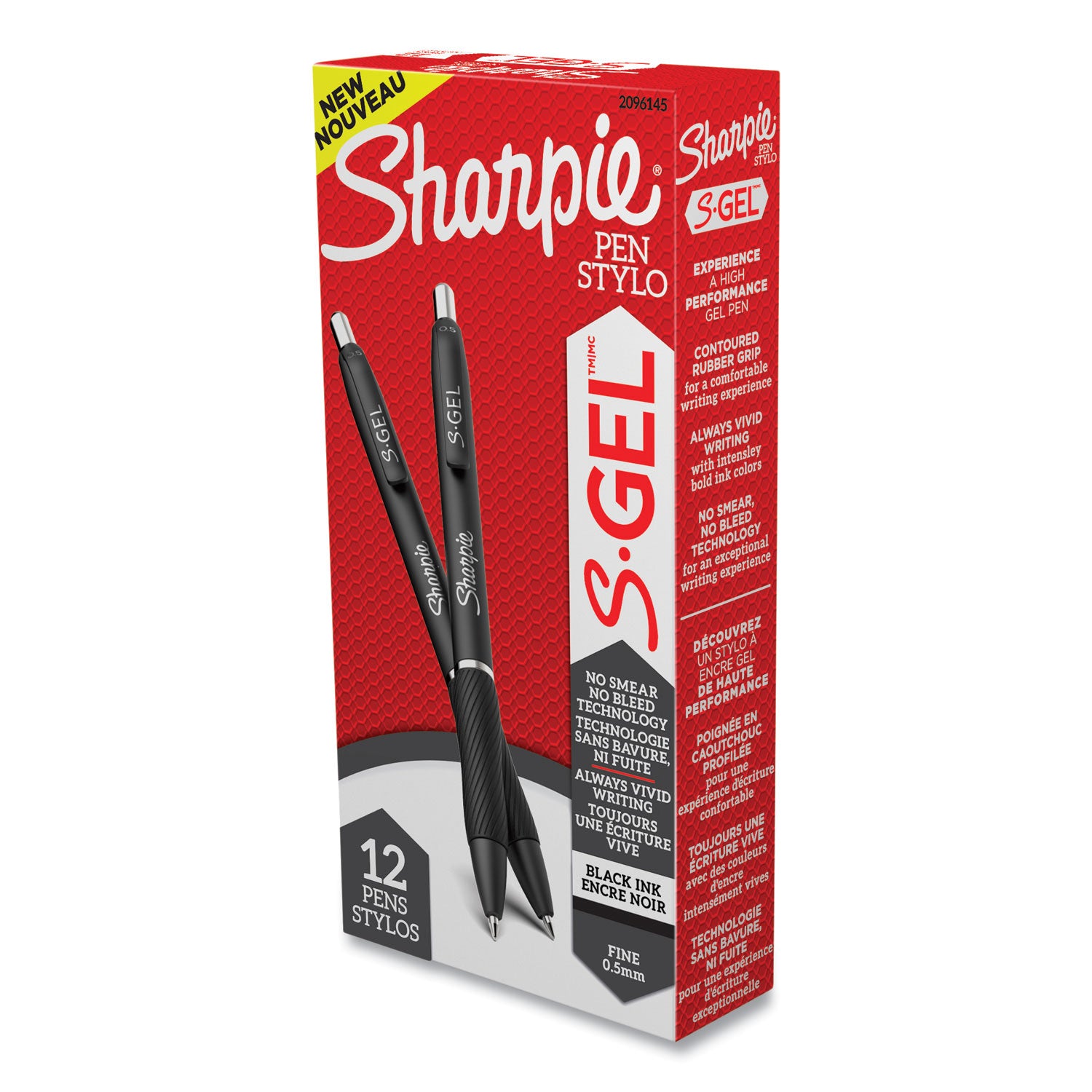 Sharpie S-Gel Pens - 0.5 mm Pen Point - Retractable - Black Ink - Gel-based - 1 Dozen