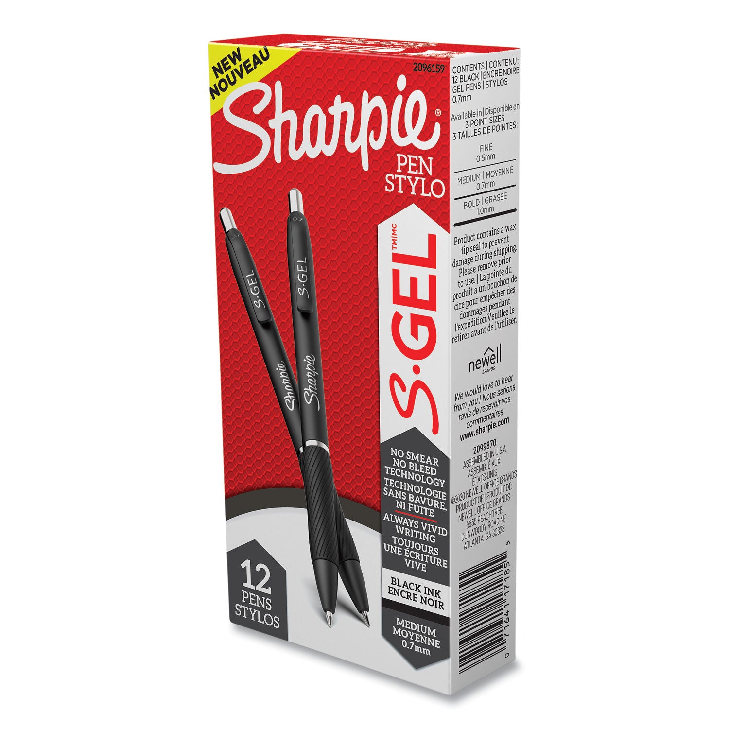 Sharpie S-Gel Pens - 0.7 mm Pen Point - Retractable - Black Ink - Gel-based - 1 Dozen