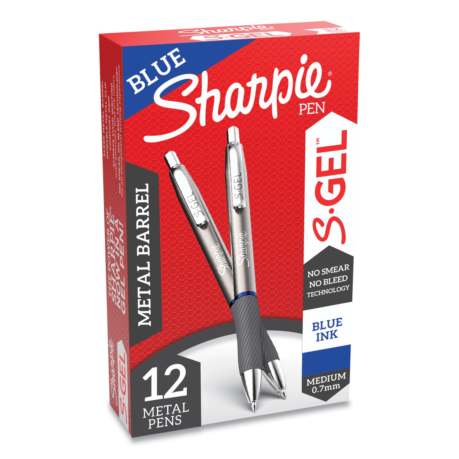 Sharpie S-Gel Pen - 0.7 mm Pen Point - Blue Ink - Black Barrel - 1 Dozen