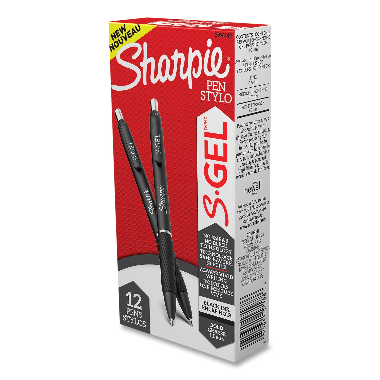 Sharpie S-Gel Pens - 1 mm Pen Point - Retractable - Black Ink - Gel-based - 1 Dozen