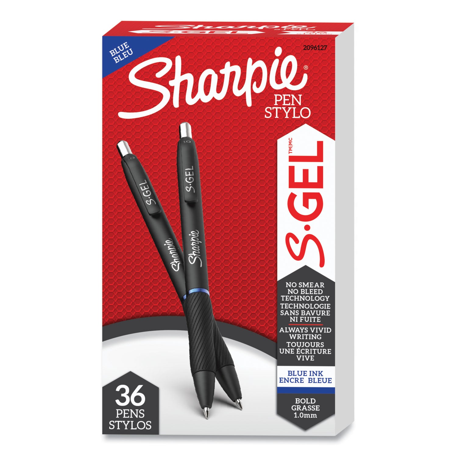 1 mm Bold Pen Point - Retractable - Blue Ink - Gel-based - Black Barrel - 36 / Box