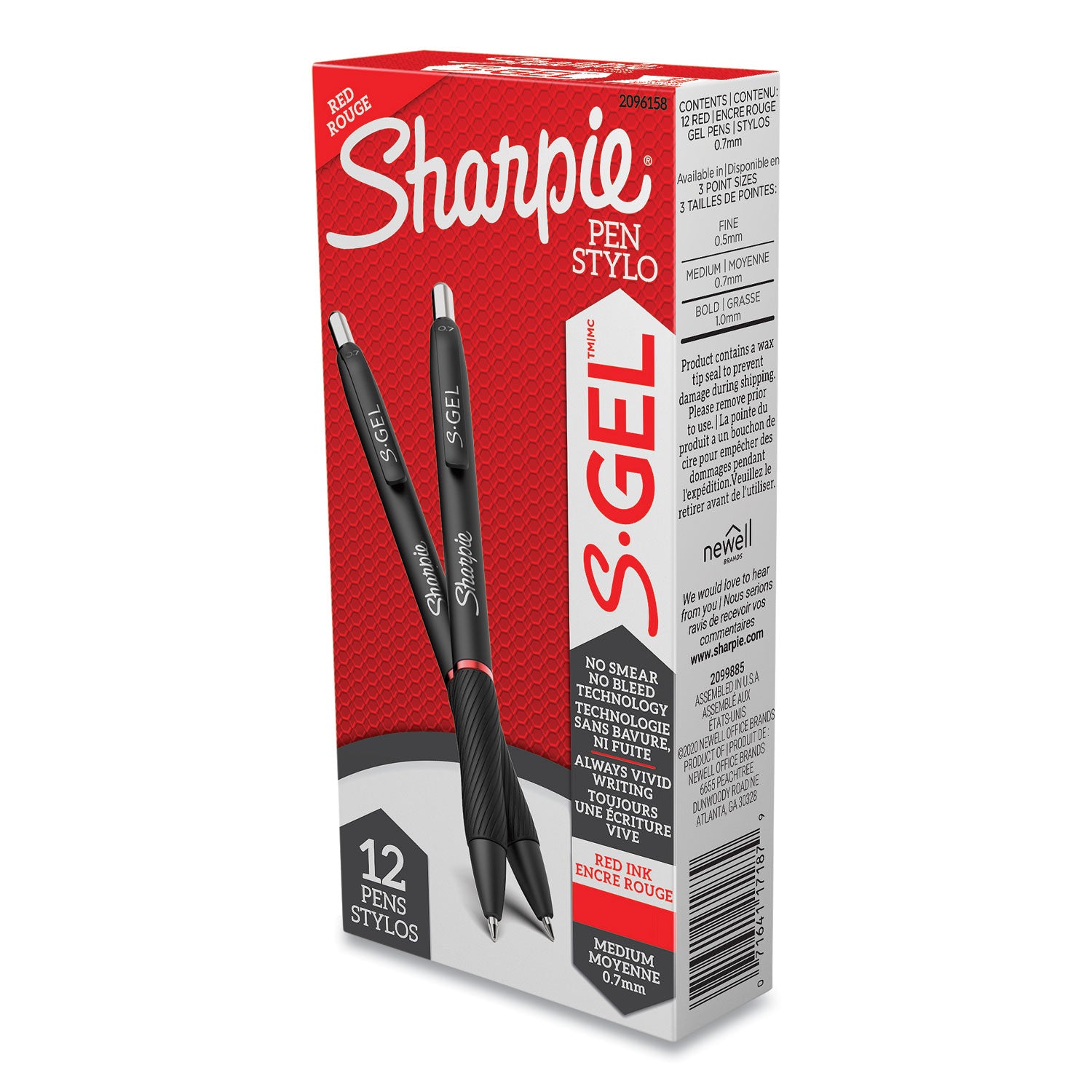 Sharpie S-Gel Pens - 0.7 mm Pen Point - Retractable - Red Ink - Gel-based - 1 Dozen