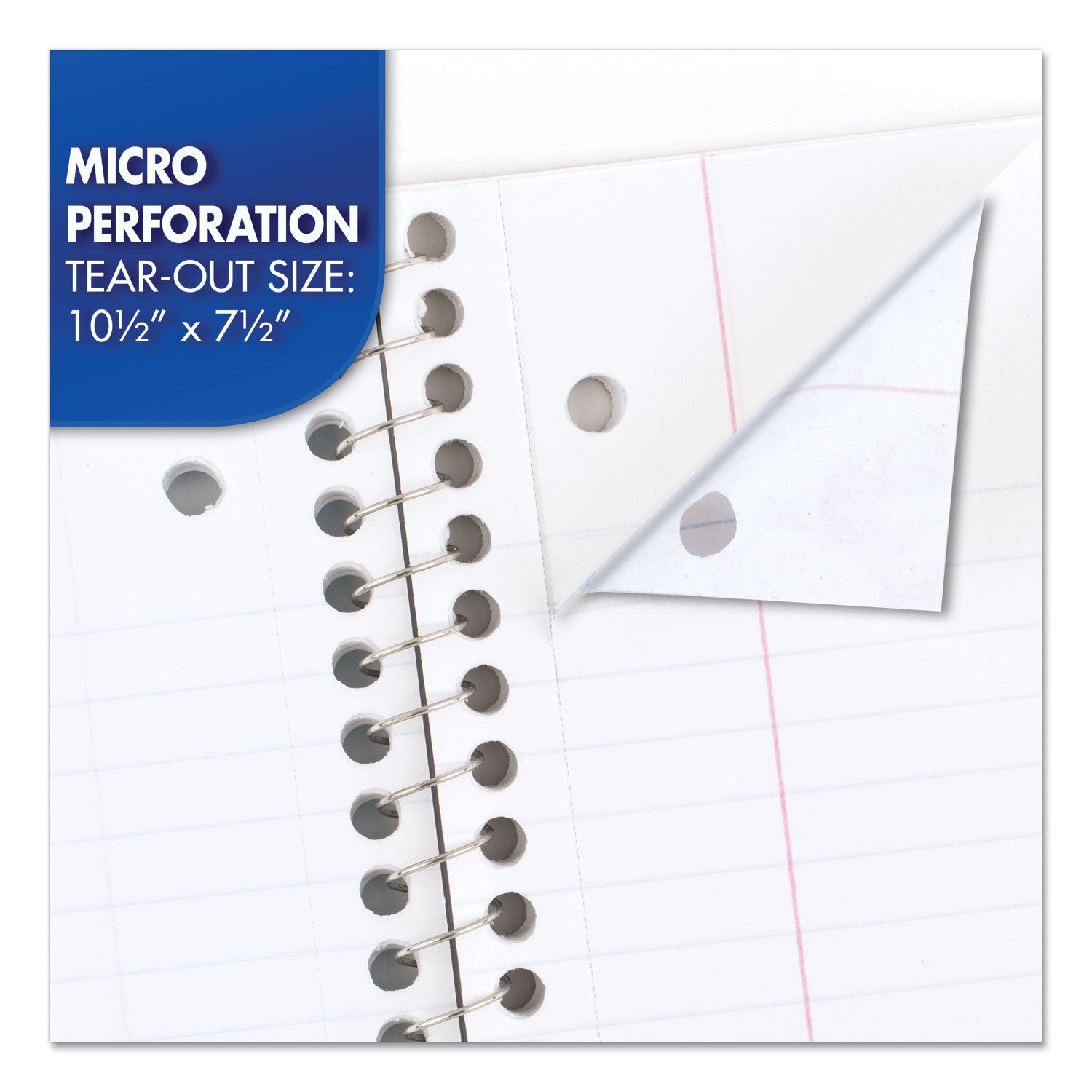 Mead Notebook, 1 Subject, 70 Sheets, College Ruled, 3-Hole Punched, 7.5" x 10.5", Assorted Colors, 6 Pack