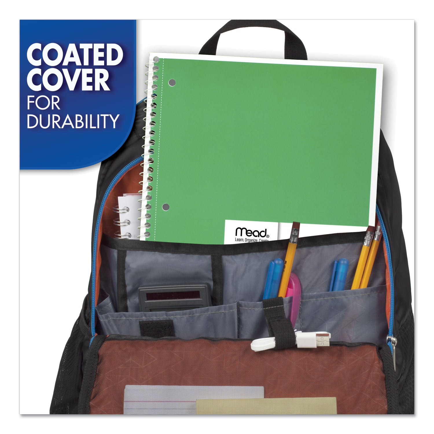 Mead Notebook, 1 Subject, 70 Sheets, College Ruled, 3-Hole Punched, 7.5" x 10.5", Assorted Colors, 6 Pack