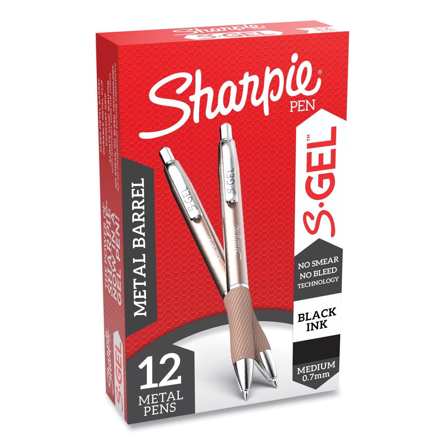 Sharpie S-Gel Pen - 0.7 mm Pen Point - Black Ink - Rose Gold Barrel - 1 Dozen