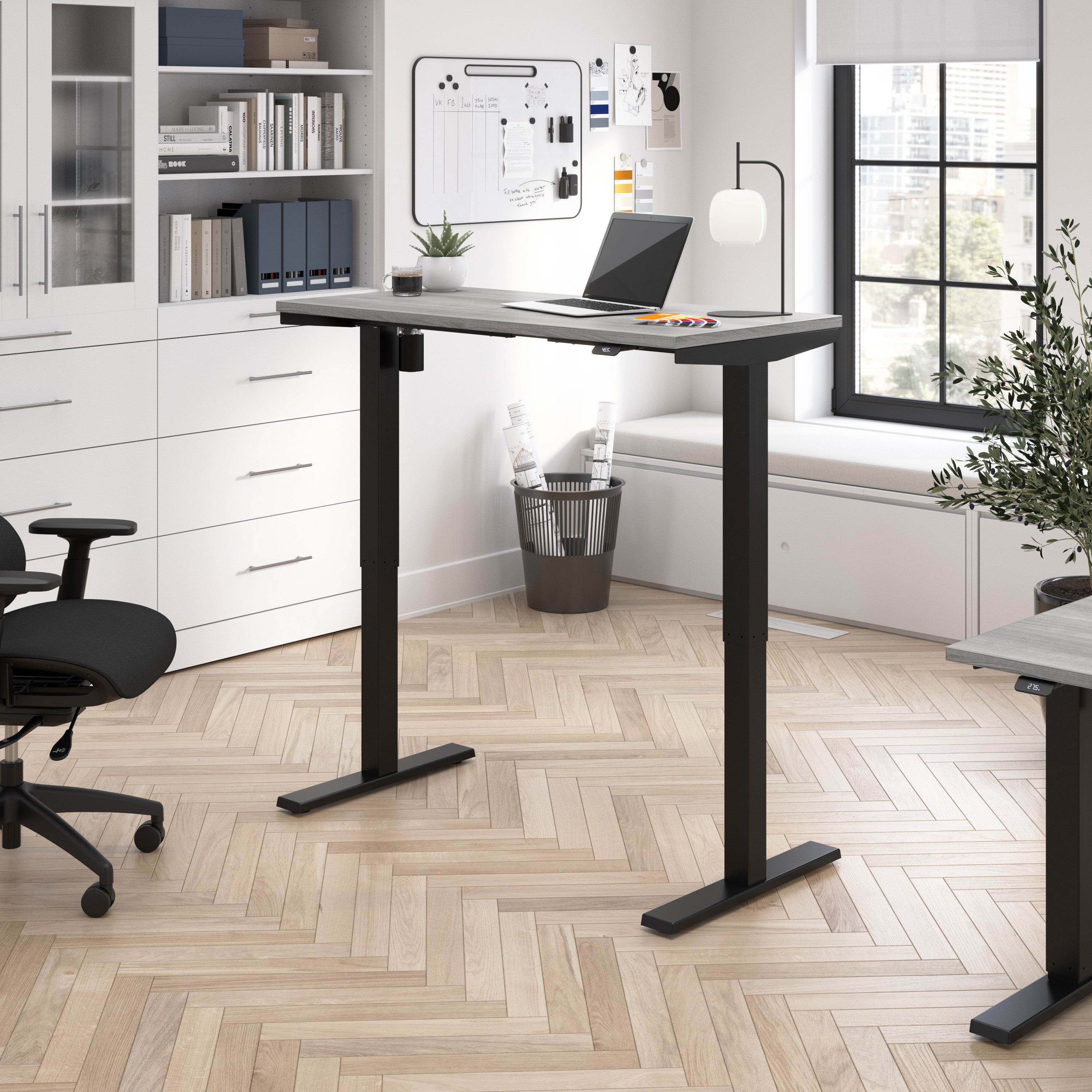 Bush Business Furniture Move 40 Series 48W x 24D Electric Height Adjustable Standing Desk in Platinum Gray with Black Base - 47.6" Width x 23.35" Depth x 28.17" Height