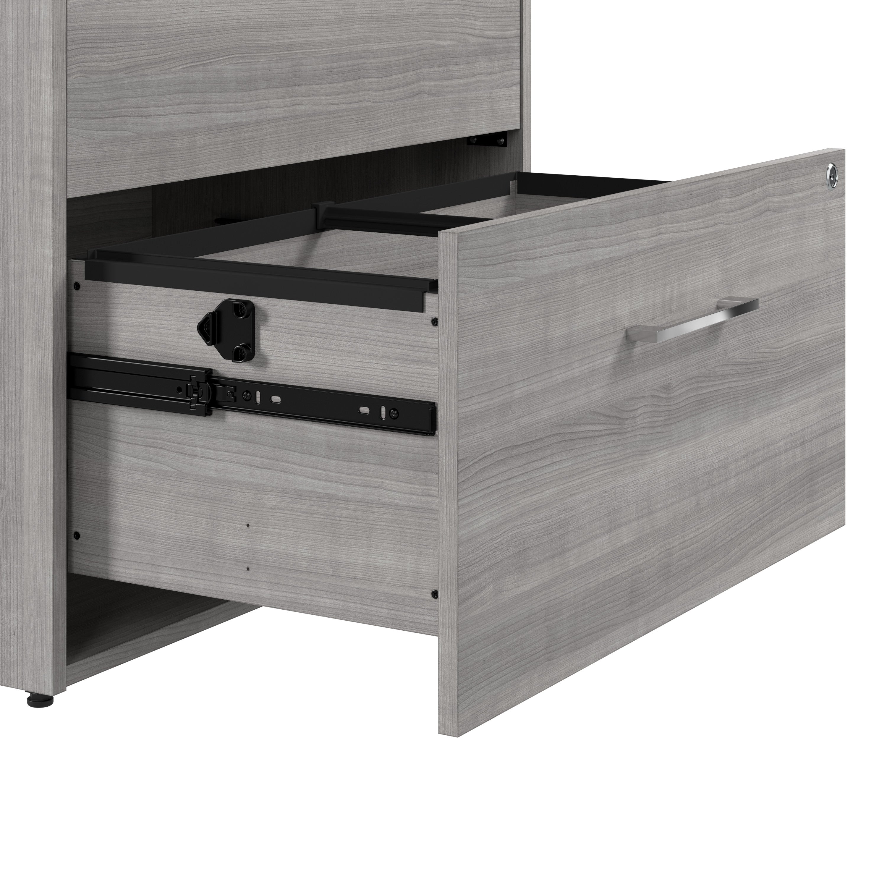 Bush Business Furniture Hustle 2 Drawer Lateral File Cabinet with Lock in Platinum Gray - Assembled - 29.65" Width x 19.61" Depth x 30" Height