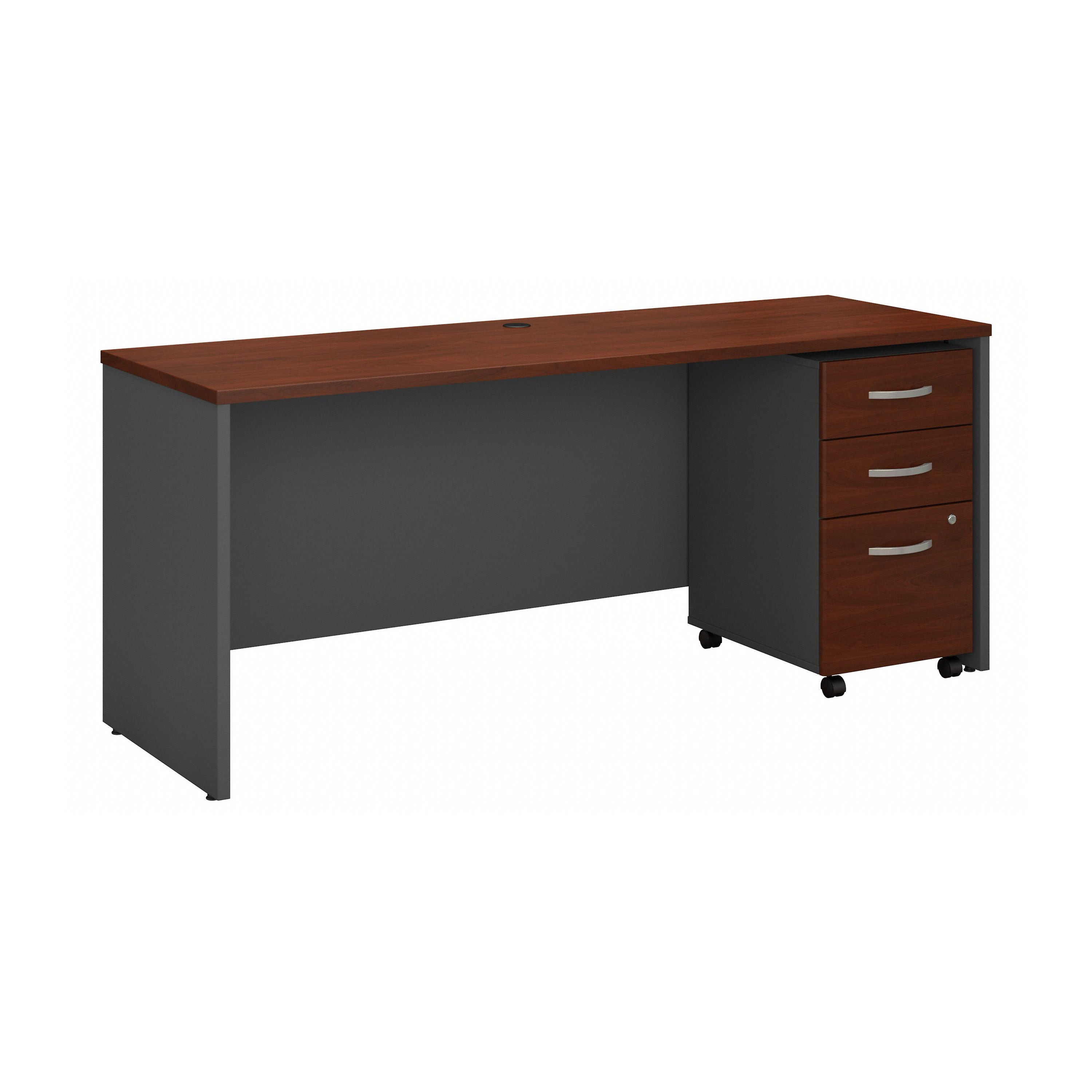 Bush Business Furniture Series C 72W x 24D Office Desk with Mobile File Cabinet in Hansen Cherry - 71.02" Width x 23.35" Depth x 29.8" Height