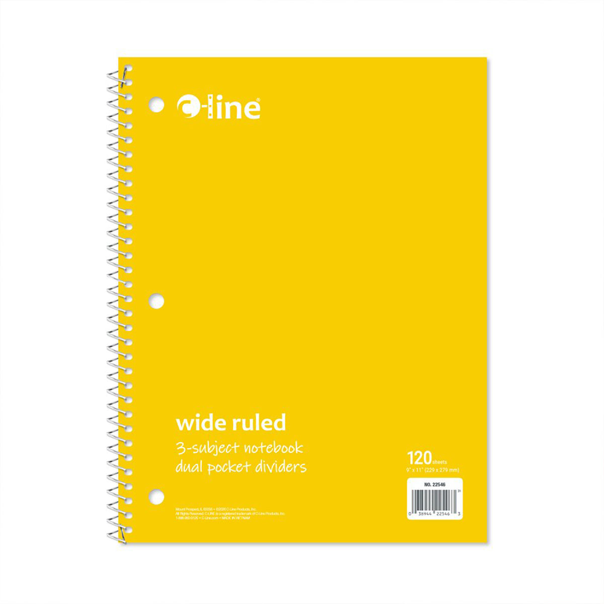 (2 EA) 3-SUBJECT NOTEBOOK 120CT YLW