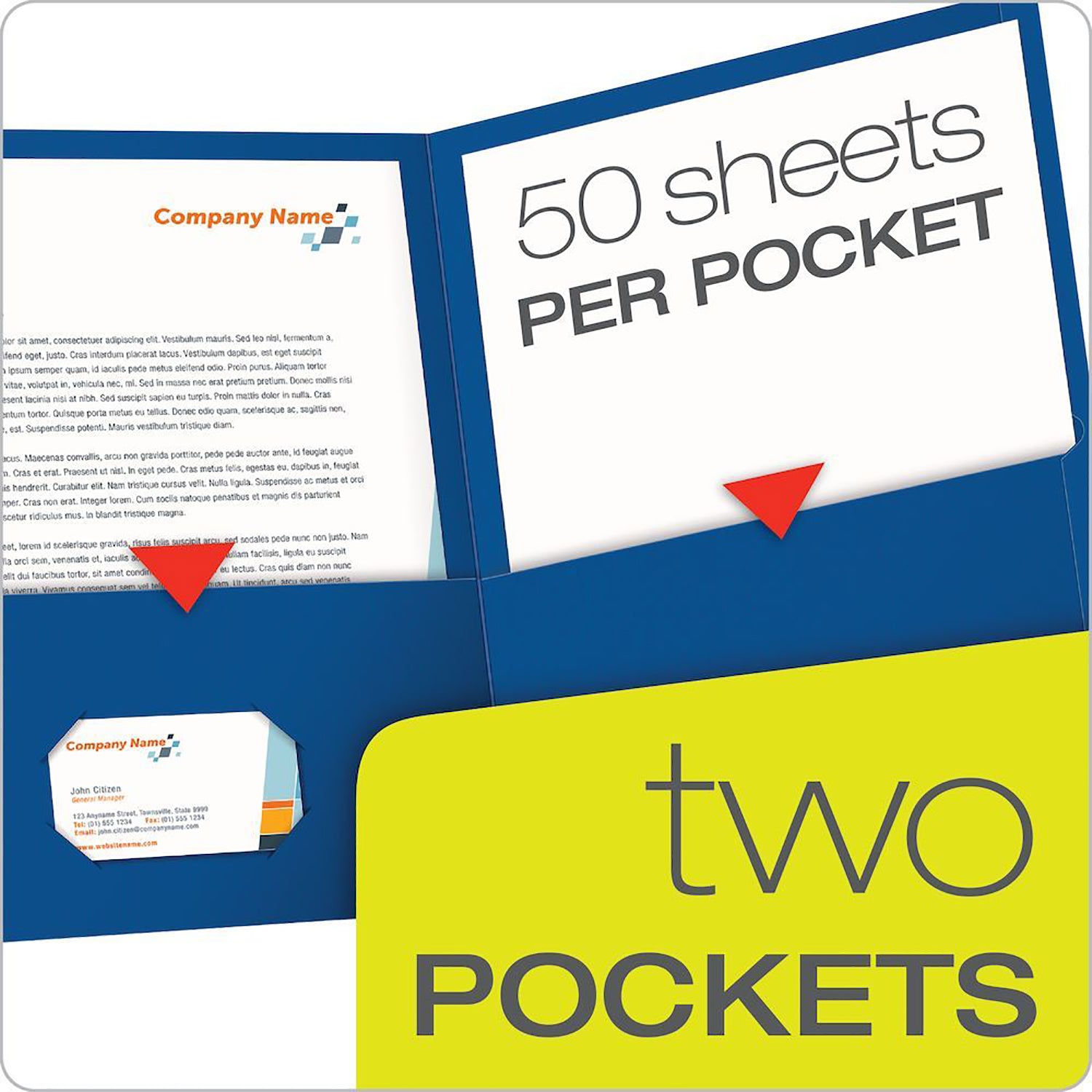 Twin Pocket Folders, Letter Size, Royal Blue, Box of 25