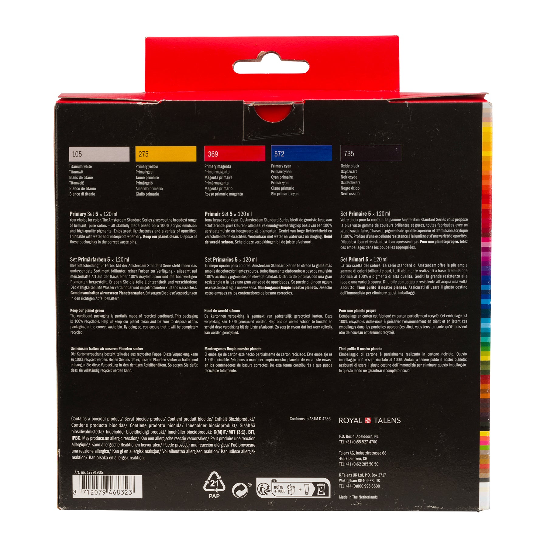 Standard Acrylic Primary Set, 5 x 120 mL