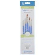 Select Artiste Brush Set No. 15, Synthetic Bristles, Short Handle Mixed Media Paintbrush, Jewel Blue, 5 Pieces