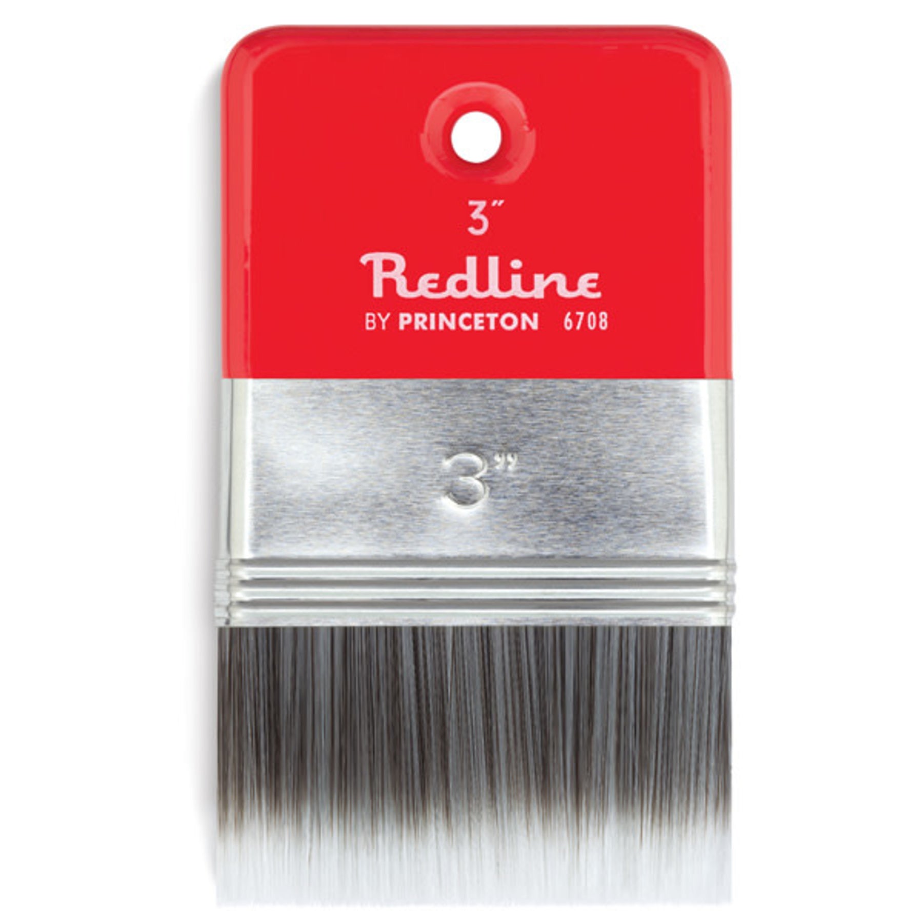 Redline Flat Brush, Synthetic Bristles, Short Handle Mixed Media Paintbrush, Red, Size 3 inch, 1 Count