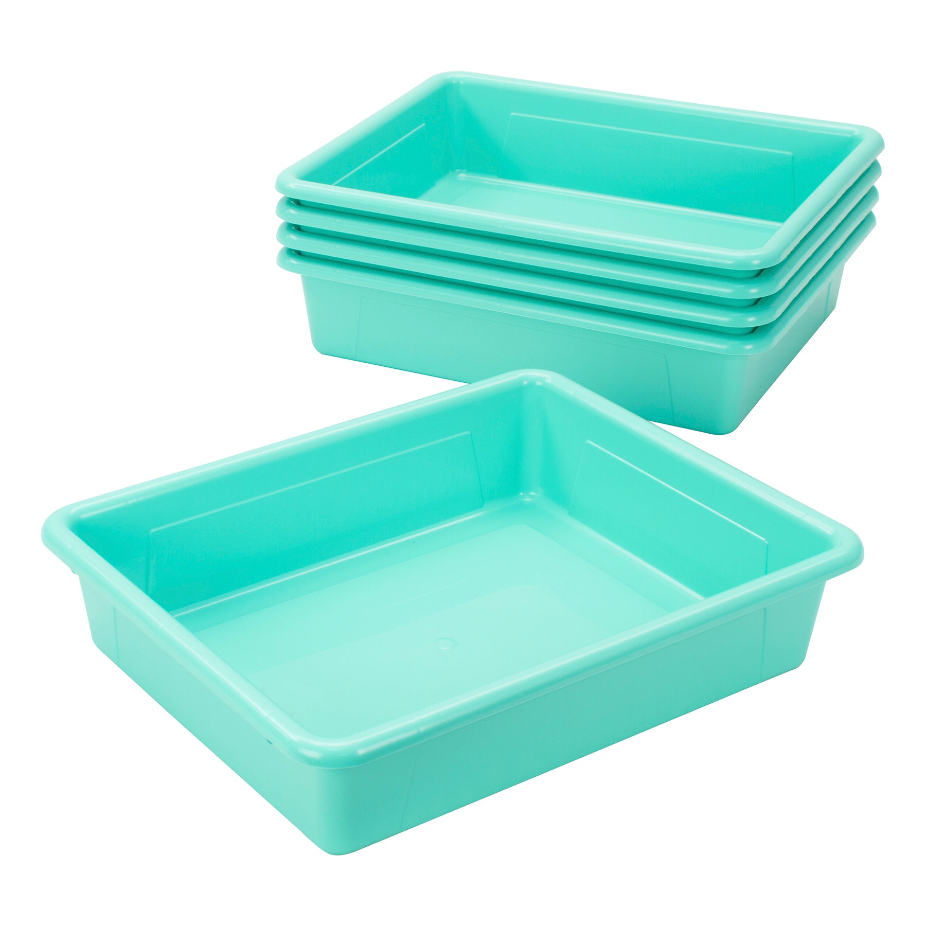Flat Storage Tray, Teal, Pack of 5