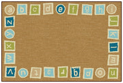 Alphabet Blocks Border Nature Colors Value Rug - 6ft x 9ft - Rectangle - Brown