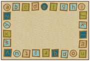 Alphabet Blocks Border Nature Colors Value Rug - 6ft x 9ft - Rectangle - Tan
