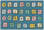 Alphabet Blocks Tranquil Colors Value Rug - 7ft 6in x 12ft - Rectangle - Dark Blue