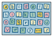Alphabet Blocks Tranquil Colors Value Rug - 6ft x 9ft - Rectangle - Light Blue