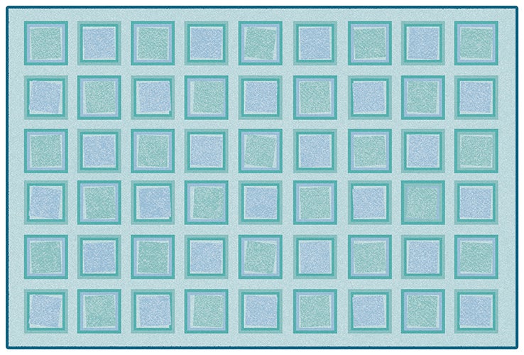 Squared Decorative Value Rug - 6ft x 9ft - Rectangle Blue - Light Blue