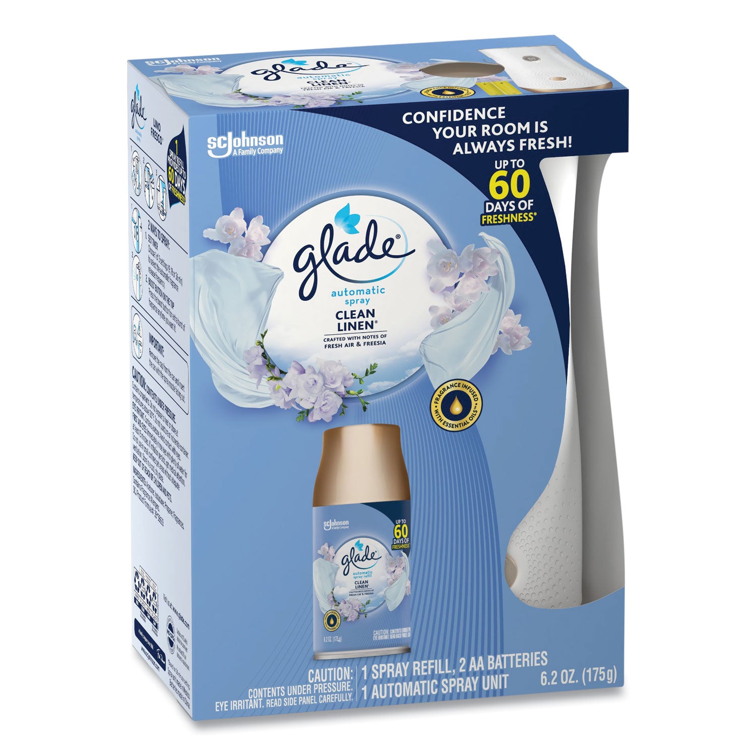 Glade Clean Linen Automatic Spray Kit - 6.20 oz - Clean Linen - 60 Day - 1 Pack
