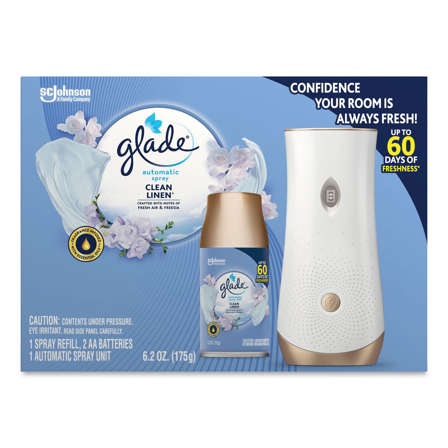 Glade Clean Linen Automatic Spray Kit - 6.20 oz - Clean Linen - 60 Day - 1 Pack