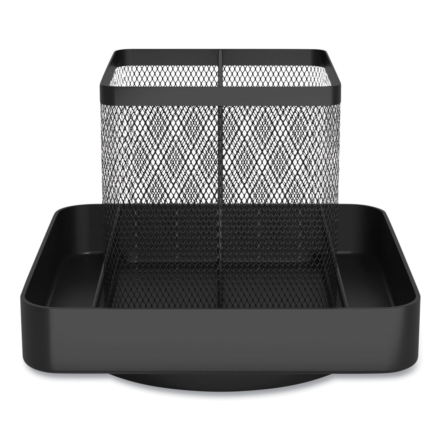 Six Compartment Wire Mesh Rotating Organizer, 6 Compartments, 7.09 X 7.09 X 6.3, Black