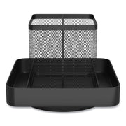 Six Compartment Wire Mesh Rotating Organizer, 6 Compartments, 7.09 X 7.09 X 6.3, Black